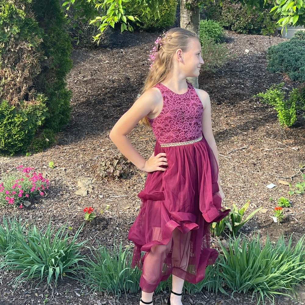 Elegant Burgundy Lace Dress